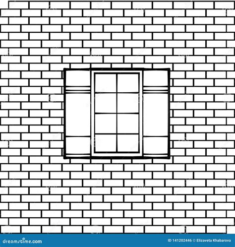 Window on a brick wall. stock vector. Illustration of graphic - 141202446