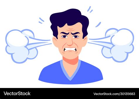 Angry cartoon man with steam coming out ears Vector Image