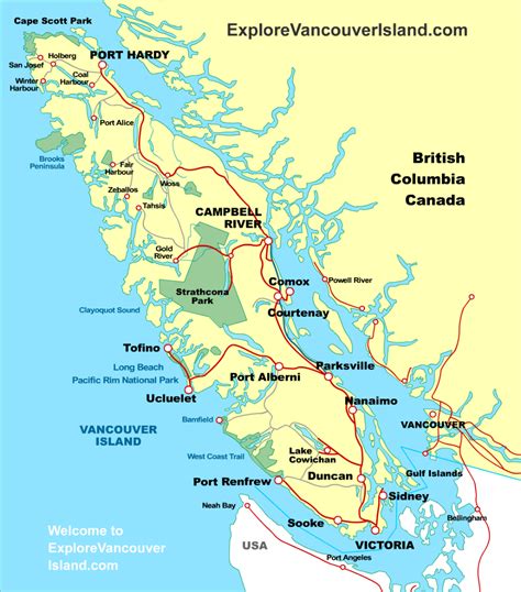 MAP VANCOUVER ISLAND British Columbia Canada | Long beach vancouver ...