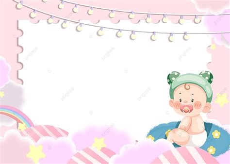 Pink Cute Baby Baptism Background Baby Frame, Baby Stickers ...