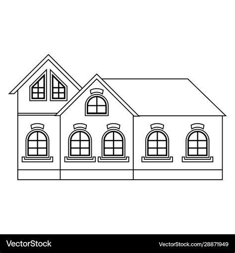 City small houses outline drawing Royalty Free Vector Image