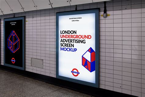 London Subway Advertising Display Mockup - Mockup World