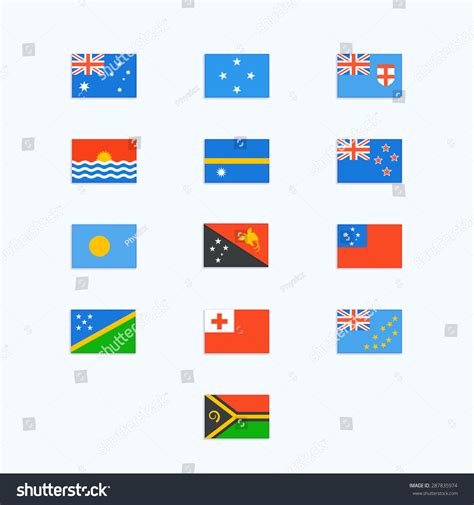 Oceanian Country Flags Vector Icons Set Stock Vector (Royalty Free ...