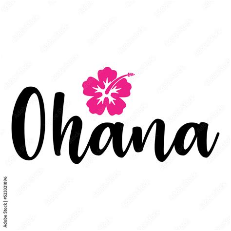 Banner con texto manuscrito con palabra hawaiana Ohana con silueta de ...