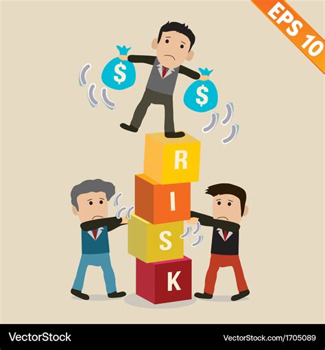 Cartoon businessman with risk management concept Vector Image