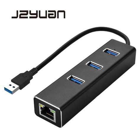 JZYuan USB HUB Ethernet Adapter USB 3.0 HUB 3 Port 10/100/1000Mbps ...