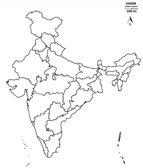 Download Free India Outline Map Political In Png Format | Images and ...