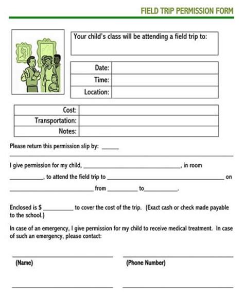 Zoo Field Trip Permission Slip Template