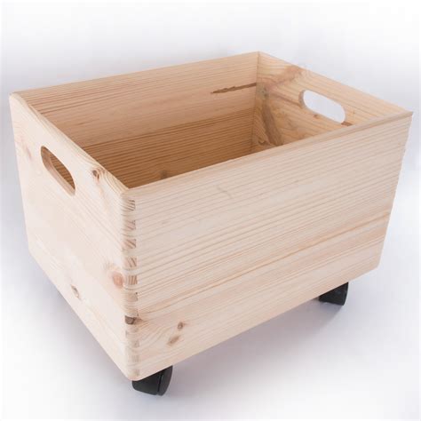 Large Wooden Stackable Storage Crate With Handles And Wheels / Toy ...