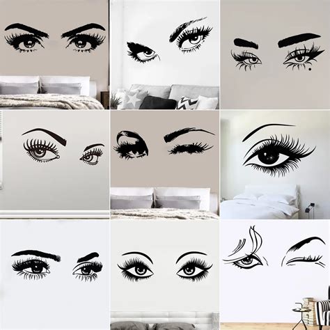 Beautiful Eyes Lashes Vinyl Wall Stickers Beauty Wallpaper Home Decor ...