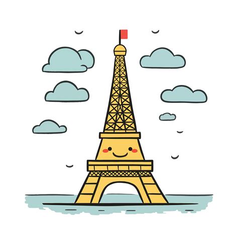 Cute Eiffel tower in Paris. Architecture city symbol of France famous ...