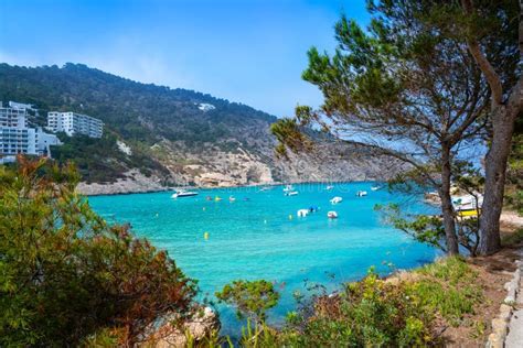 Ibiza Cala Llonga Beach in Santa Eulalia Stock Image - Image of cala ...