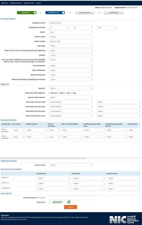 Jee Main 2023 Form - Printable Forms Free Online