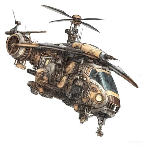 Premium AI Image | A steampunk helicopter concept art ilustration