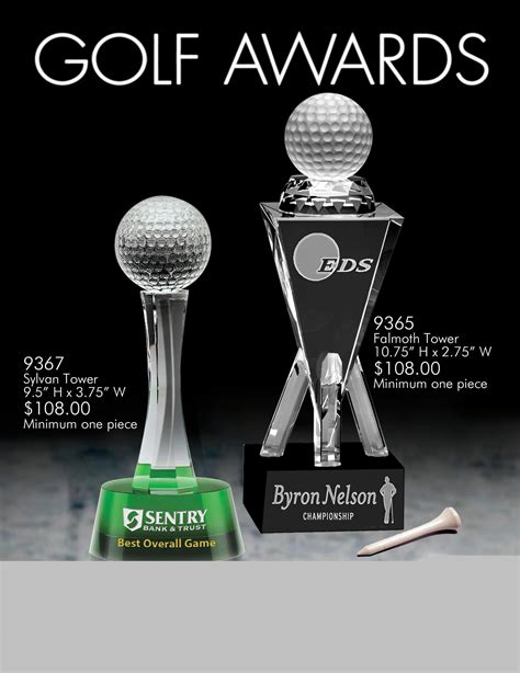 an advertisement for the 2013 golf awards with two trophies and a ball ...