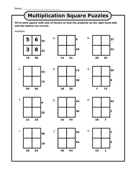 Math Puzzles Worksheets