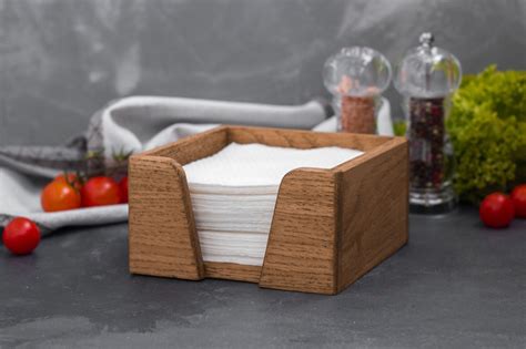 Napkin holder wood Rustic Square table napkin box for restaurants ...