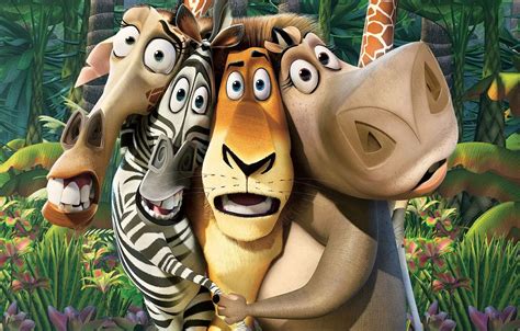 Wallpaper hippo, Lion, Gloria, Madagascar, Alex, Melman, Giraffe, Marty ...