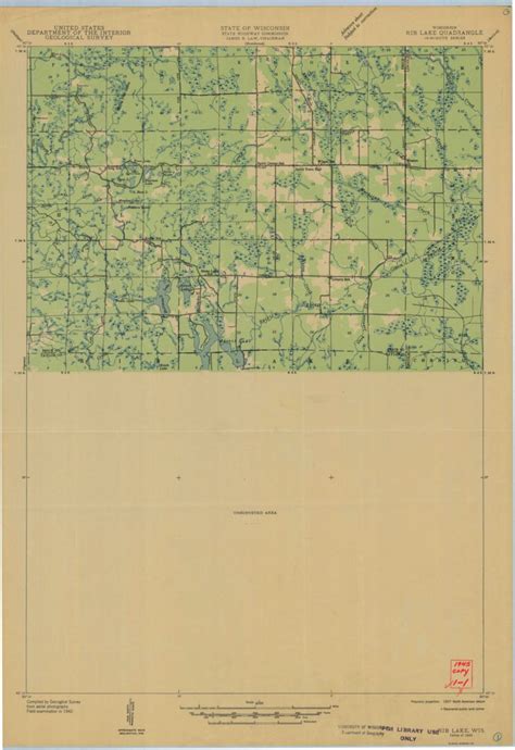 Rib Lake, WI (1945, 48000-Scale) Map by United States Geological Survey ...