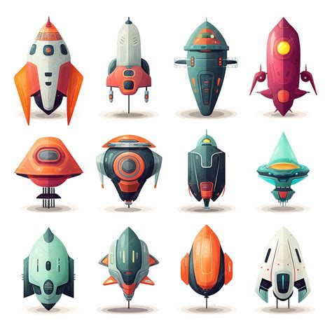 Premium Vector | Spaceship collection