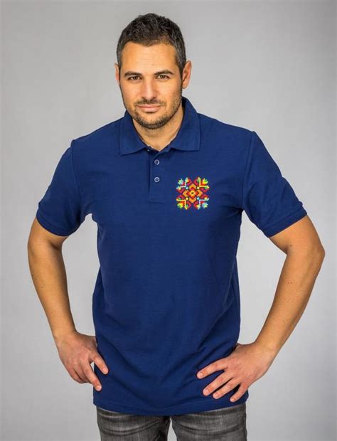 Men's gray polo shirt with embroidery pattern "Sefa"