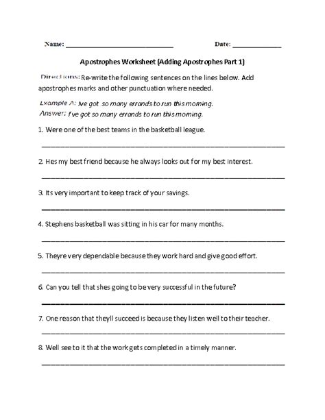 Apostrophes Worksheets | Adding Apostrophes Worksheet