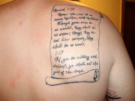 Scroll Of Bible Verse Tattoo Design on Back