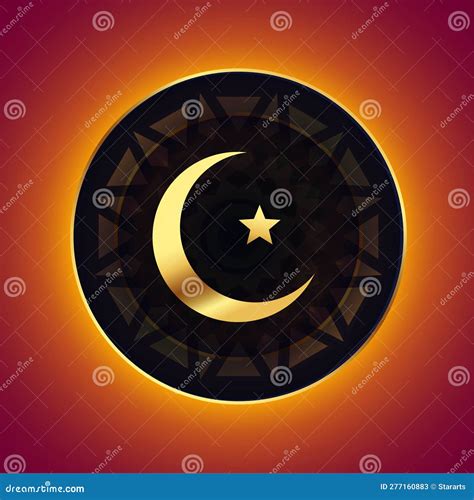 Traditional Golden Islamic Crescent Sign for Spiritual Belief Stock ...