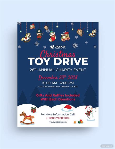 Toy Drive Christmas Flyer Template - Illustrator, InDesign, Word, Apple ...