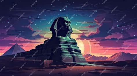 Premium Photo | Great Sphinx of Giza Poster in the Night with Dark Sky View