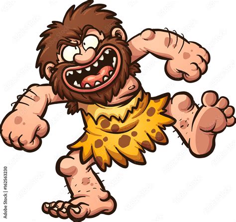 Happy cartoon caveman laughing. Vector clip art illustration with ...