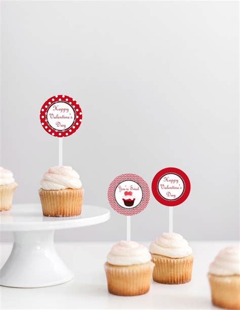 Printable Valentines Cupcake Toppers Happy Valentine's - Etsy