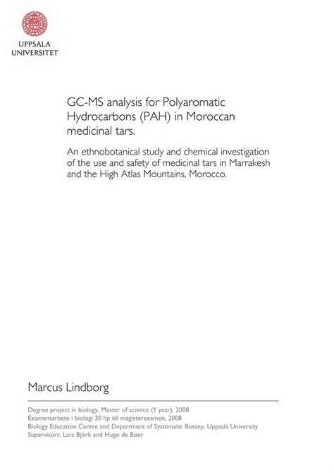 (PDF) GC-MS analysis for Polyaromatic Hydrocarbons (PAH) in Moroccan ...