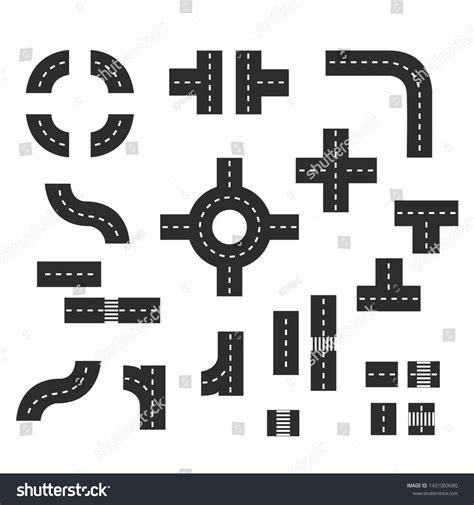 Set Street Roadstreet Road Elements Illustration Stock Vector (Royalty ...