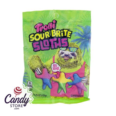 Trolli Sour Brite Sloths 4.5oz Peg Bag - 12ct | CandyStore