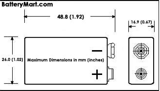 Dimensions Of A 9v Battery Inches