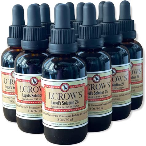 J.CROW'S Lugol's Solution of Iodine 2% 2 oz Professional Pack (12 ...