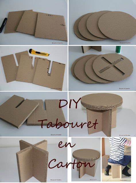 DIY Tabouret en carton - Bricol et Carton | Travaux manuels boîte en ...