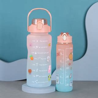 【One Set】2Liter + 1Liter PASTEL Motivational Water Bottle with Time ...