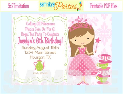 Princess Tea party Birthday Invitations | Dolanpedia