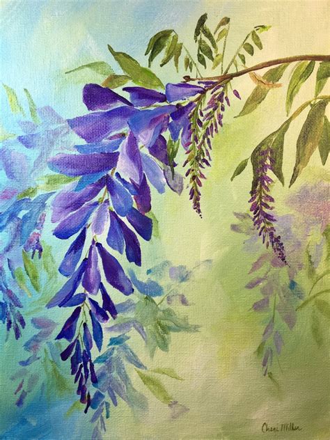 Wisteria Painting, Floral Art, Flower Painting, Mothers Day Gift ...