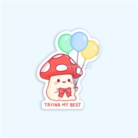 Kawaii Mushroom Vinyl Sticker Set Cute Mushroom With - Etsy