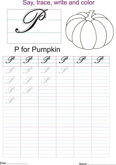 Cursive captial letter P worksheet Capital Cursive Letters, Cursive ...