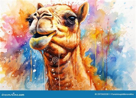 Watercolor Camel Watercolor Realistic Camel Desert Stock Illustration ...