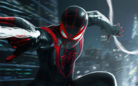 3840x2400 Resolution Miles Morales Spider-Man Black Suit UHD 4K ...