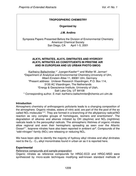 (PDF) Alkyl Nitrates, Alkyl Dinitrates, and Hydroxy Alkyl Nitrates as ...