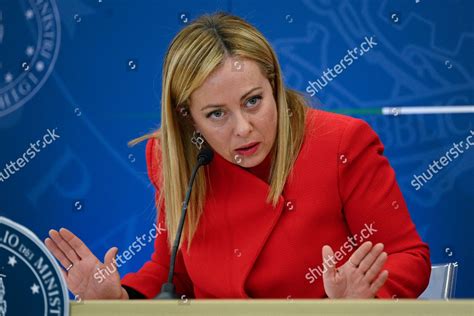 Giorgia Meloni During Session Press Conference Editorial Stock Photo ...