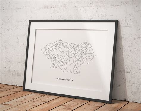 Silver Mountain Ski Map Silver Mountain Ski Trail Map Silver - Etsy