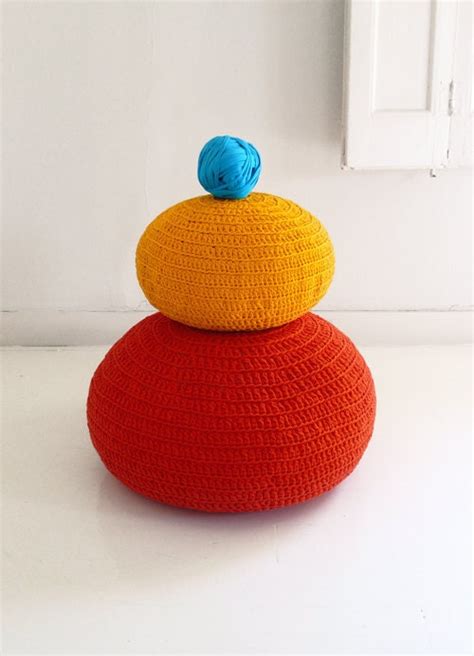 Pouf Crochet large T Shirt Yarn Orange by gloandmo on Etsy