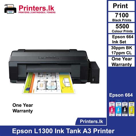 Epson L1300 Ink Tank Colour Printer Prints Up To A3 Size For ...